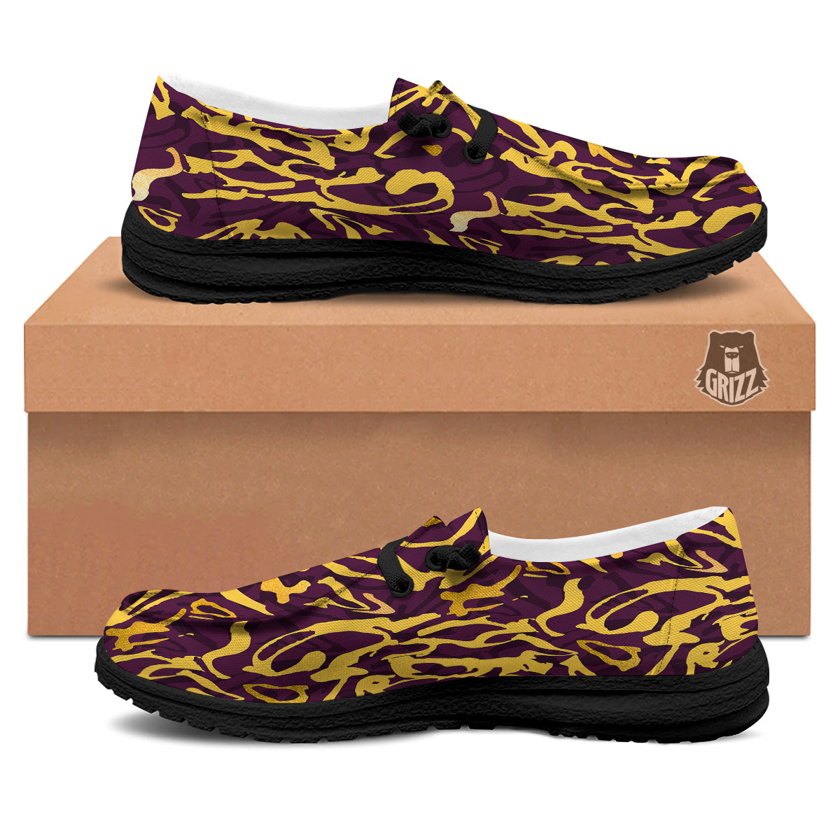 Leopard Yellow And Purple Print Pattern Black Loafers-grizzshop