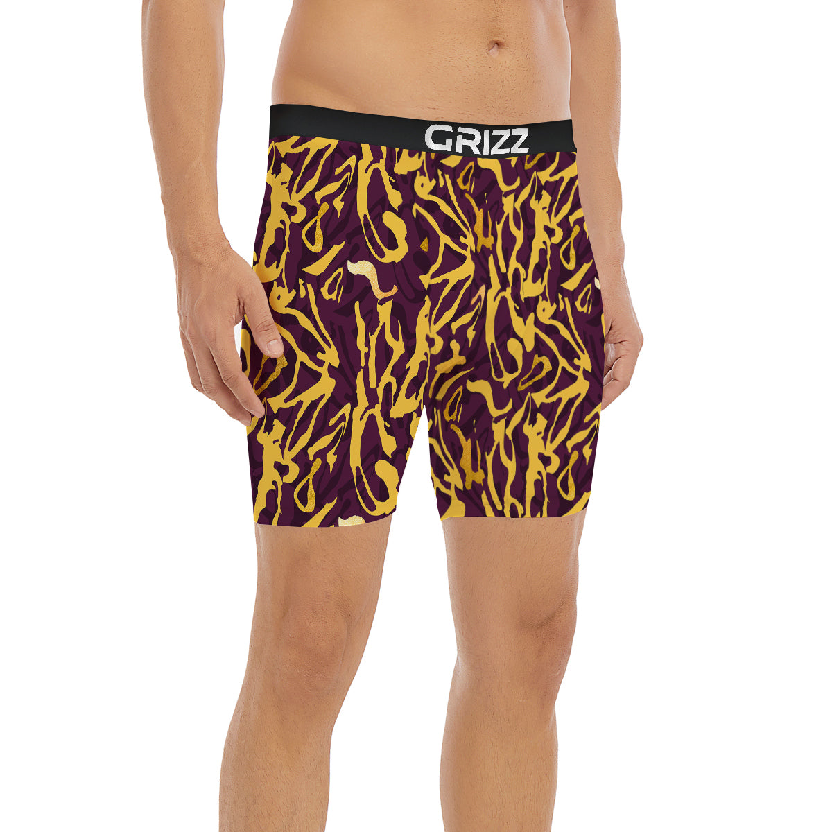 Leopard Yellow And Purple Print Pattern Boxer Briefs-grizzshop
