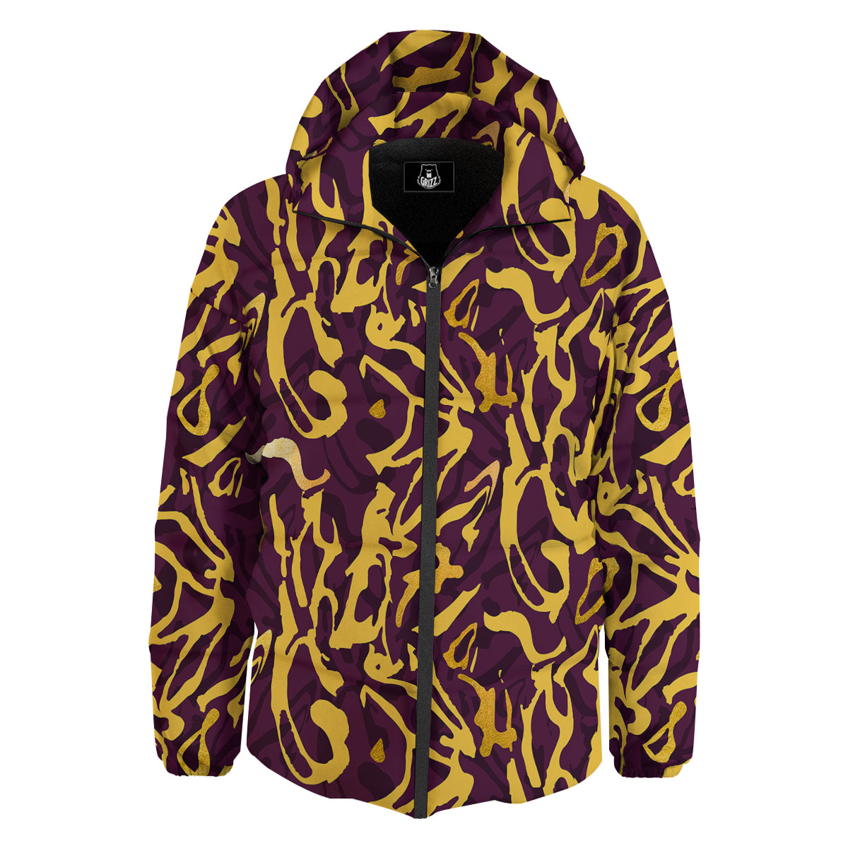 Leopard Yellow And Purple Print Pattern Down Jacket-grizzshop