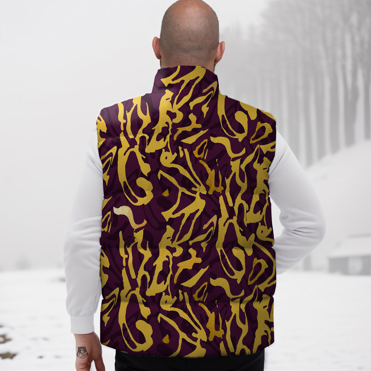 Leopard Yellow And Purple Print Pattern Down Vest
