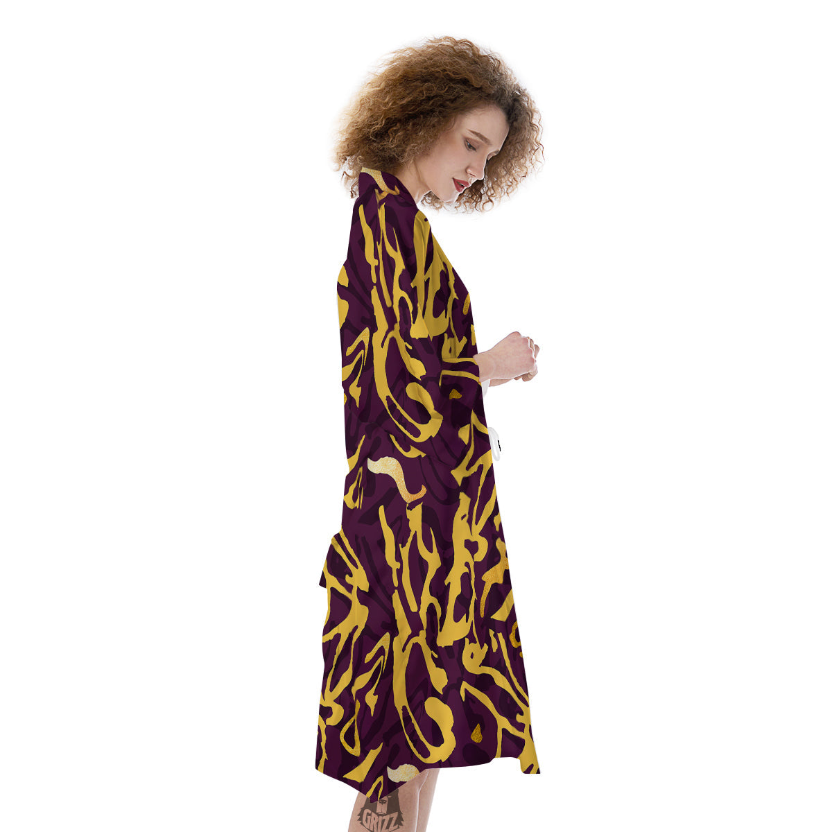 Leopard Yellow And Purple Print Pattern Kimono-grizzshop