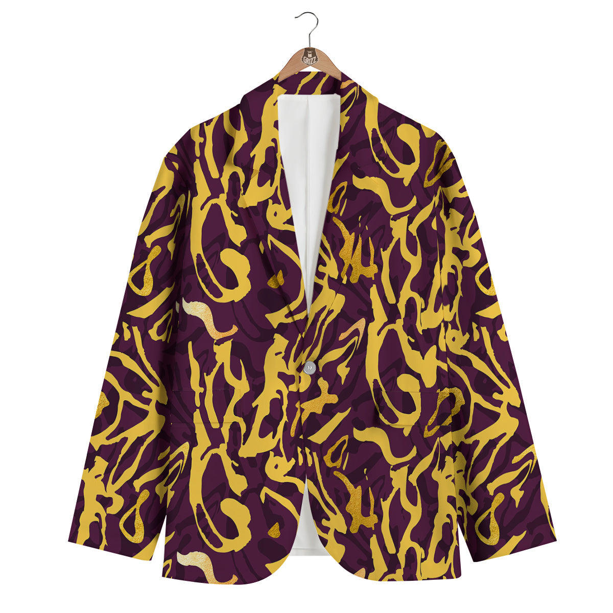 Leopard Yellow And Purple Print Pattern Men's Blazer-grizzshop