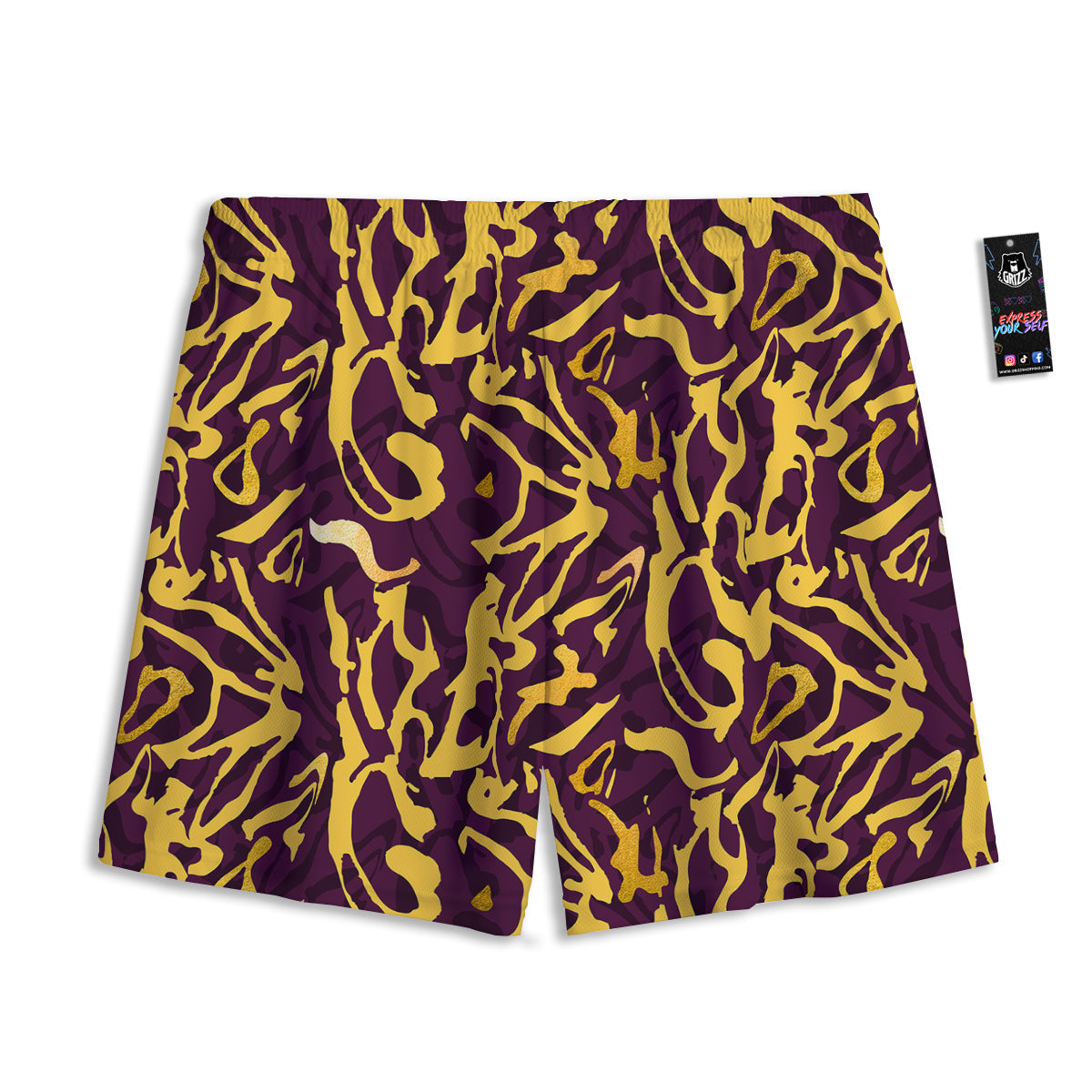 Leopard Yellow And Purple Print Pattern Mesh Shorts