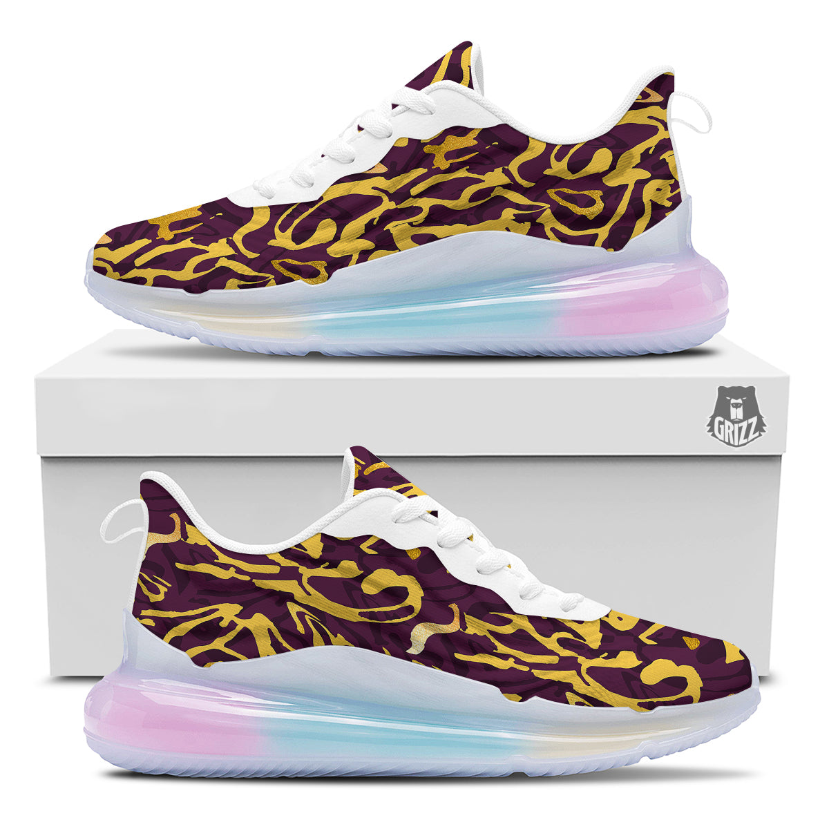 Leopard Yellow And Purple Print Pattern Running Sneakers-grizzshop