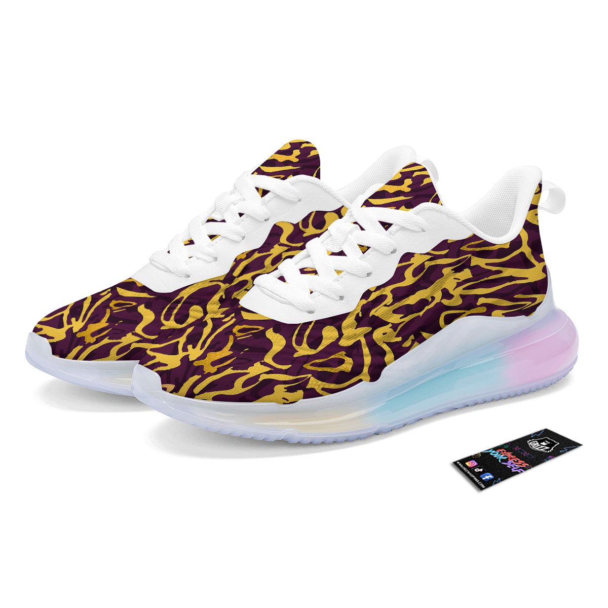 Leopard Yellow And Purple Print Pattern Running Sneakers-grizzshop