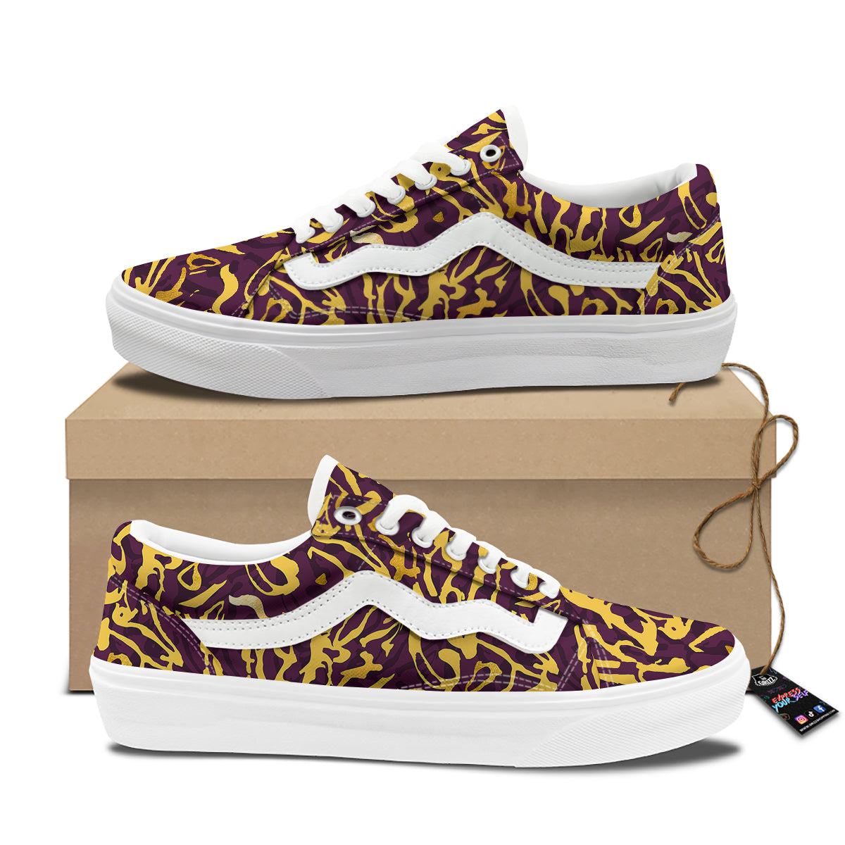 Leopard Yellow And Purple Print Pattern Skate Shoes-grizzshop