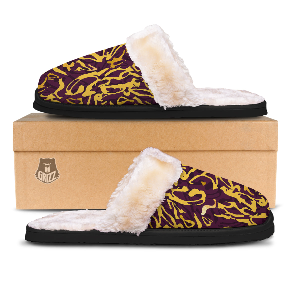 Leopard Yellow And Purple Print Pattern Slippers-grizzshop