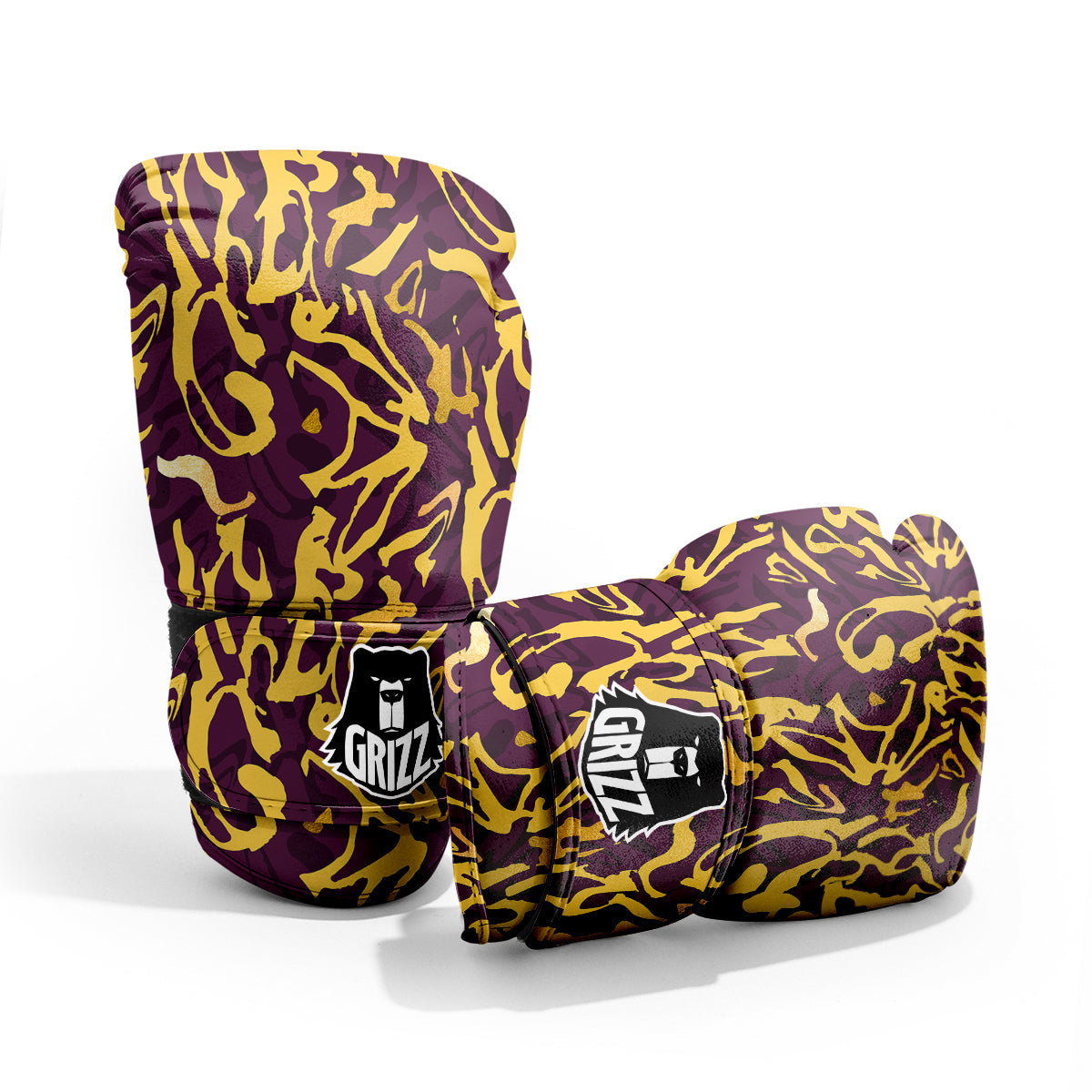 Leopard Yellow And Purple Print Pattern Pro Boxing Glove
