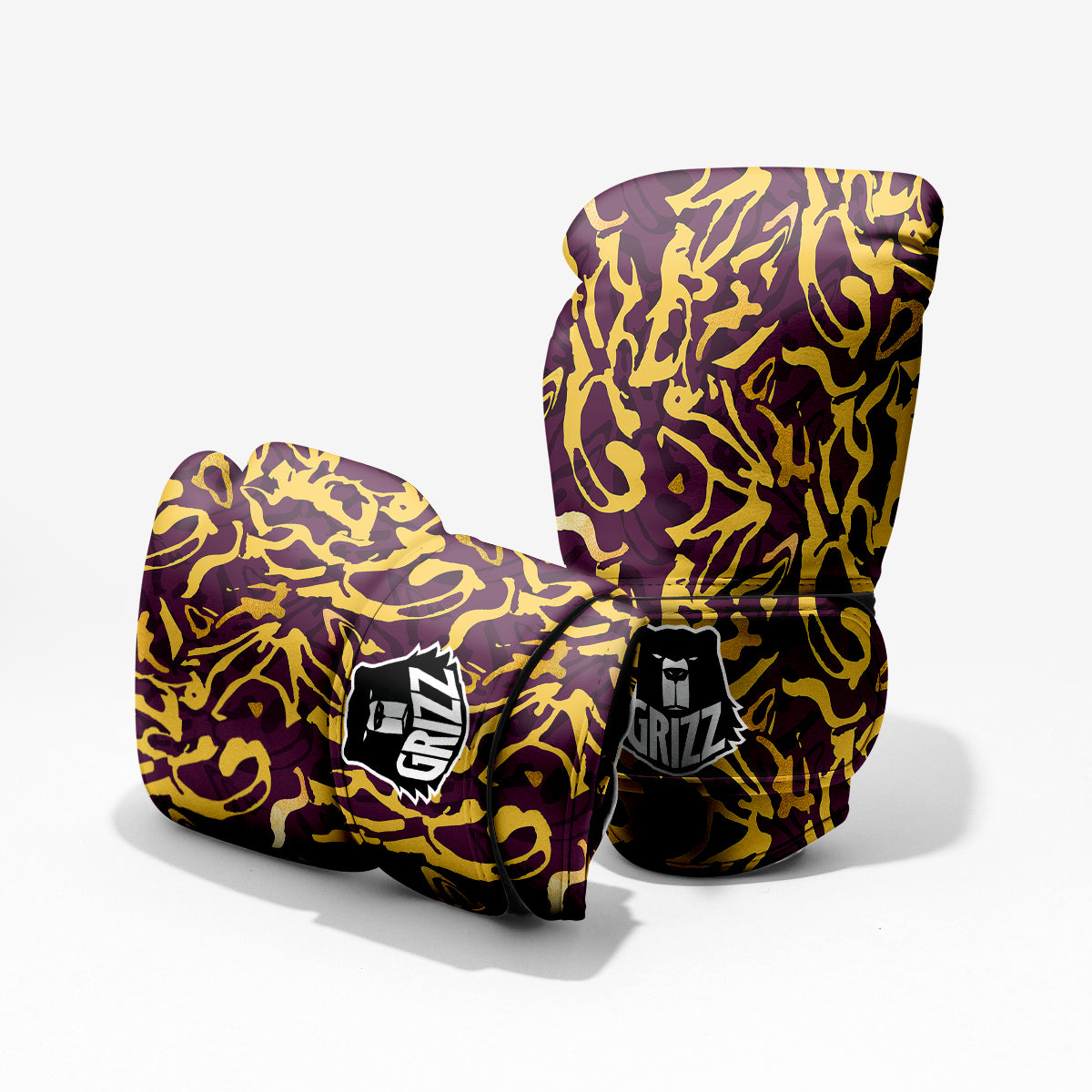 Leopard Yellow And Purple Print Pattern Pro Boxing Glove