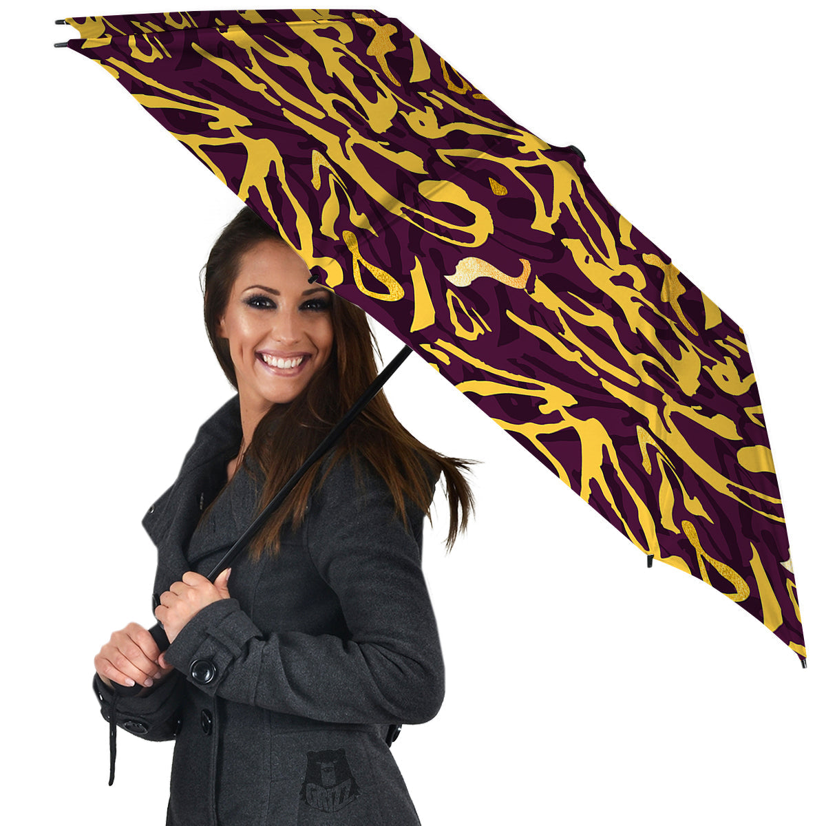 Leopard Yellow And Purple Print Pattern Umbrella-grizzshop