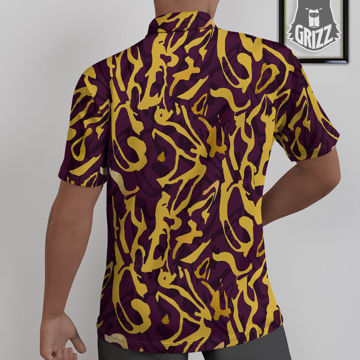 Leopard Yellow And Purple Print Pattern Untucked Shirts-grizzshop