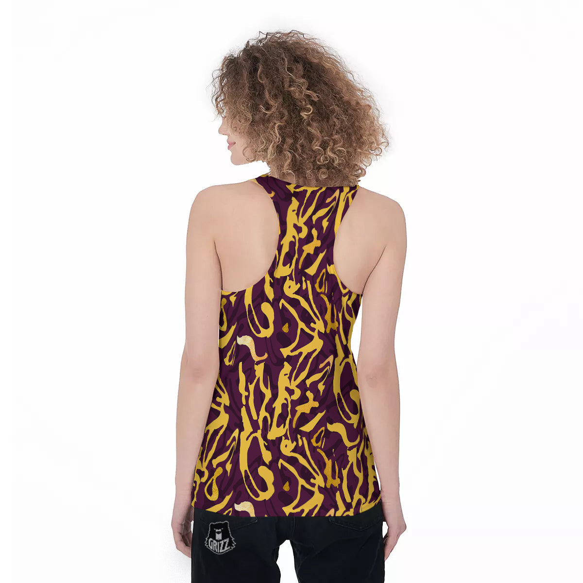 Leopard Yellow And Purple Print Pattern Women's Racerback Tank Top-grizzshop