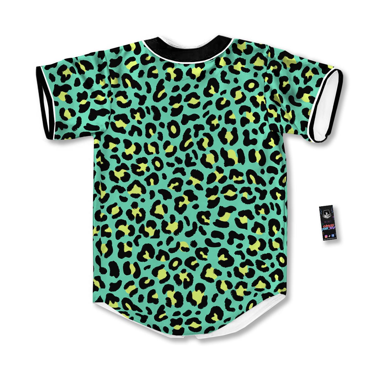 Leopard Yellow And Teal Print Pattern Baseball Jersey-grizzshop