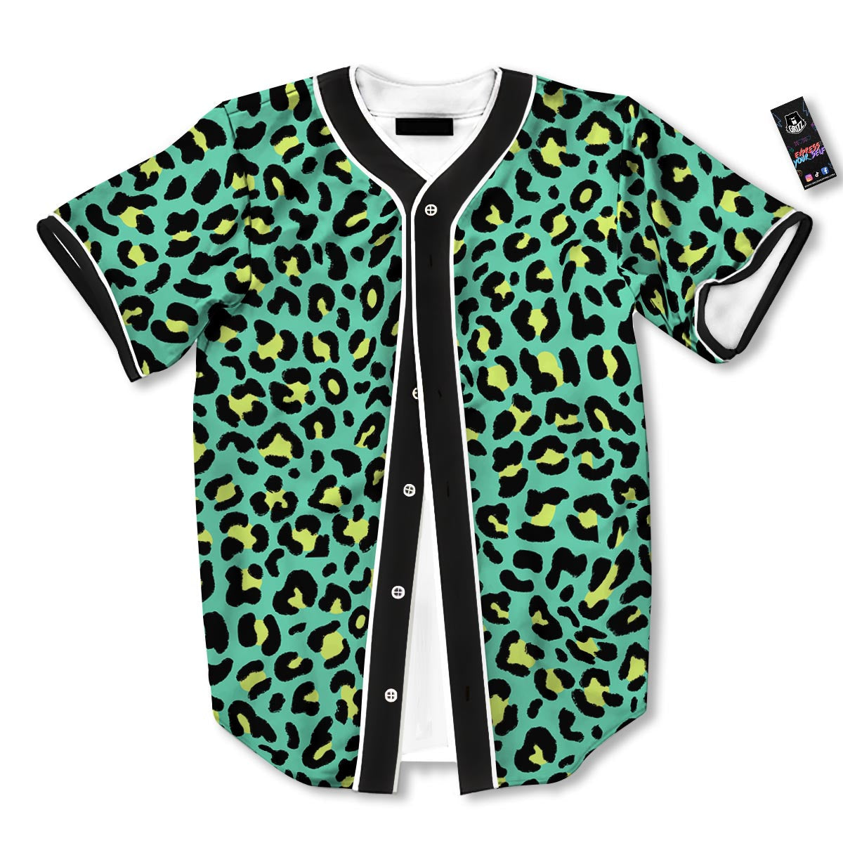 Leopard Yellow And Teal Print Pattern Baseball Jersey-grizzshop