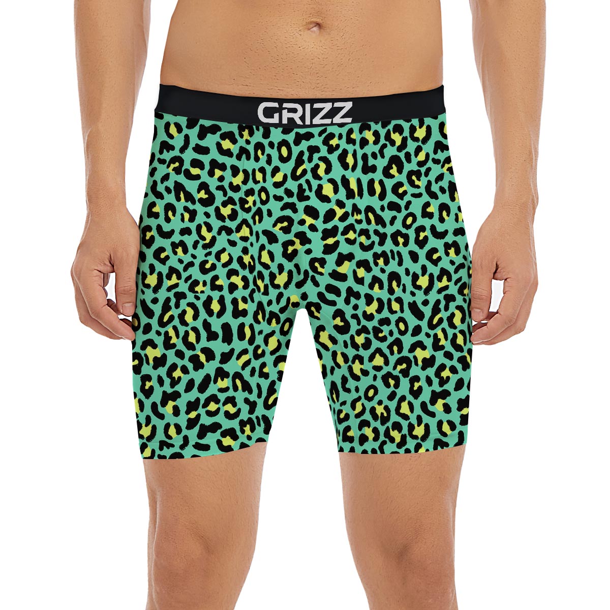 Leopard Yellow And Teal Print Pattern Boxer Briefs-grizzshop