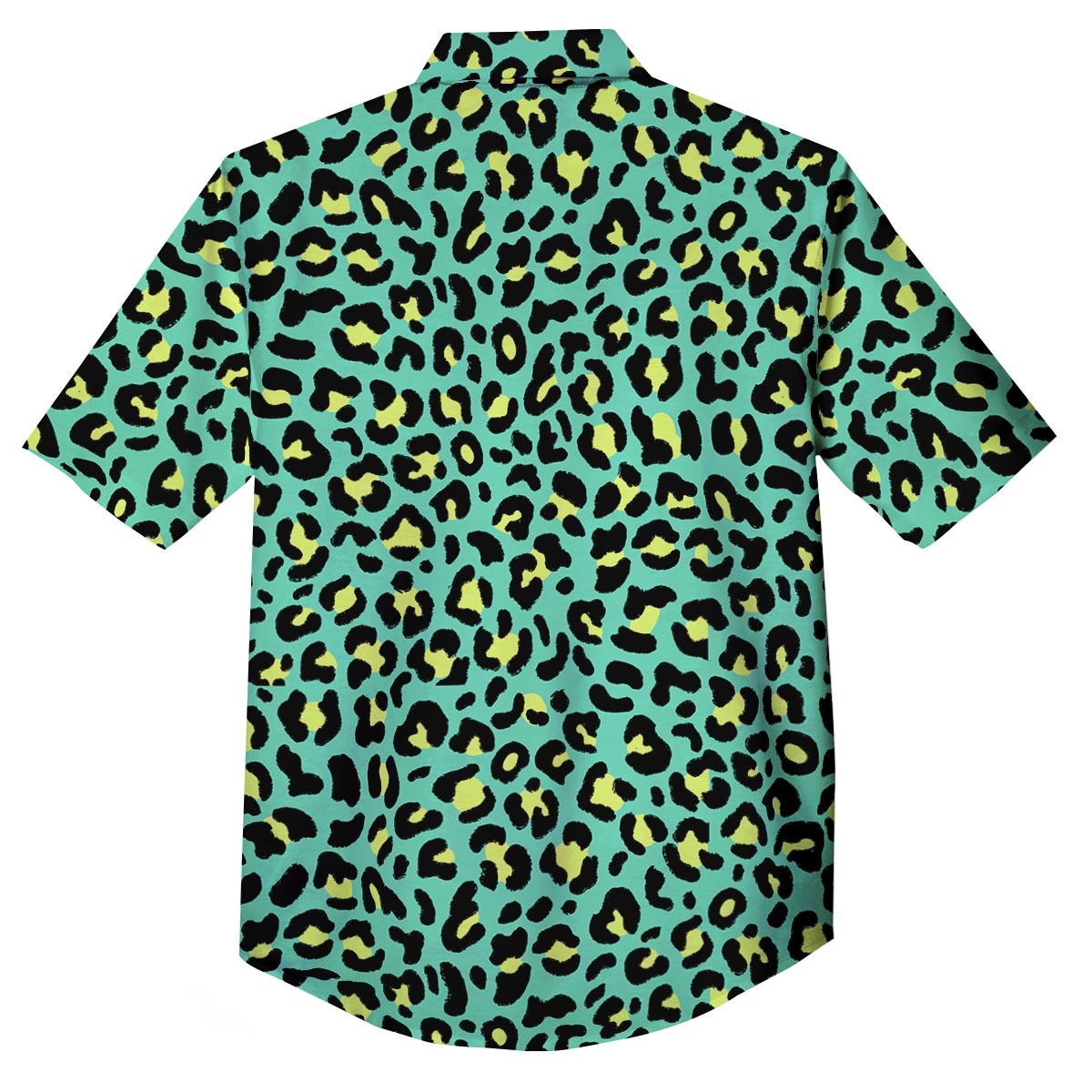 Leopard Yellow And Teal Print Pattern Button Up Shirt-grizzshop