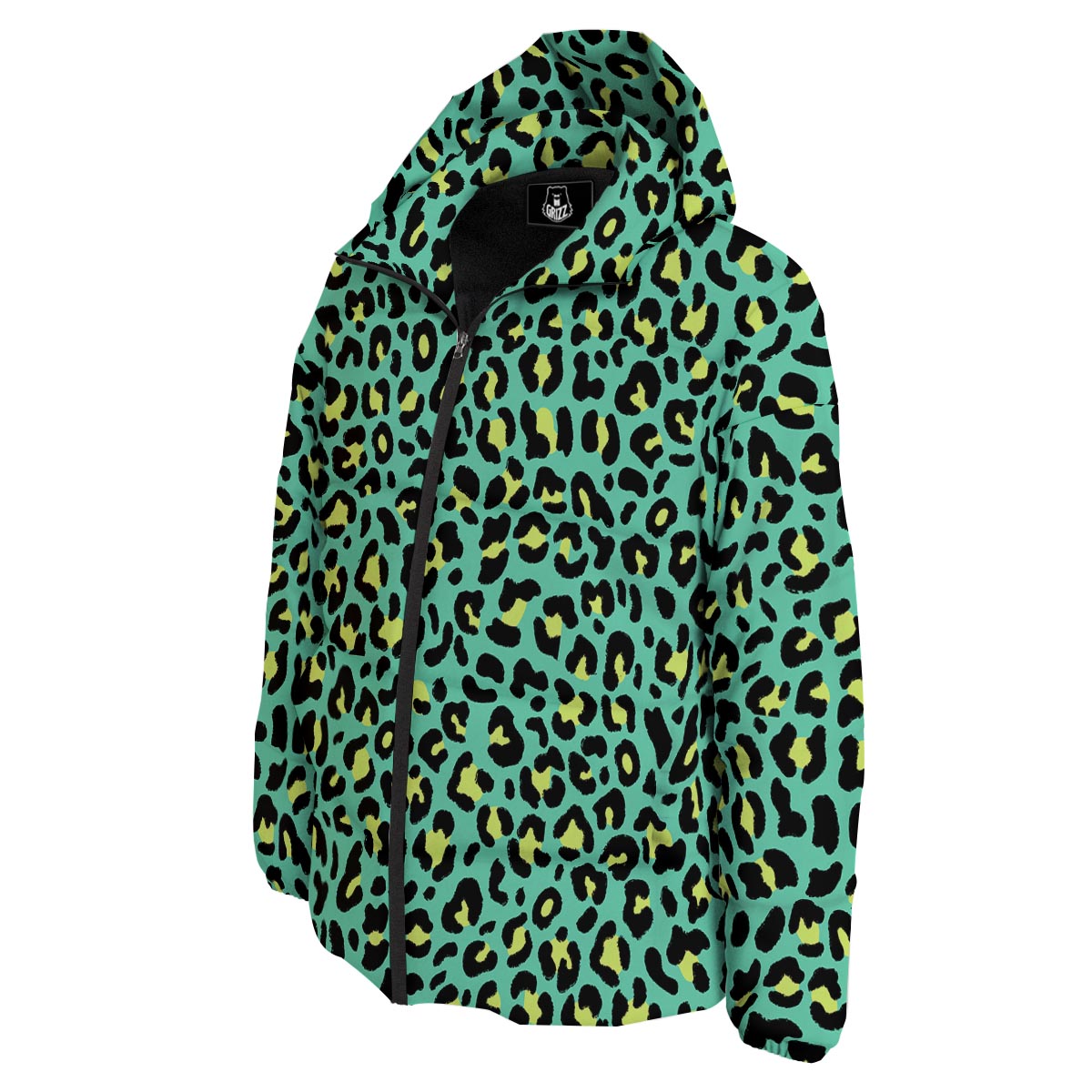 Leopard Yellow And Teal Print Pattern Down Jacket-grizzshop