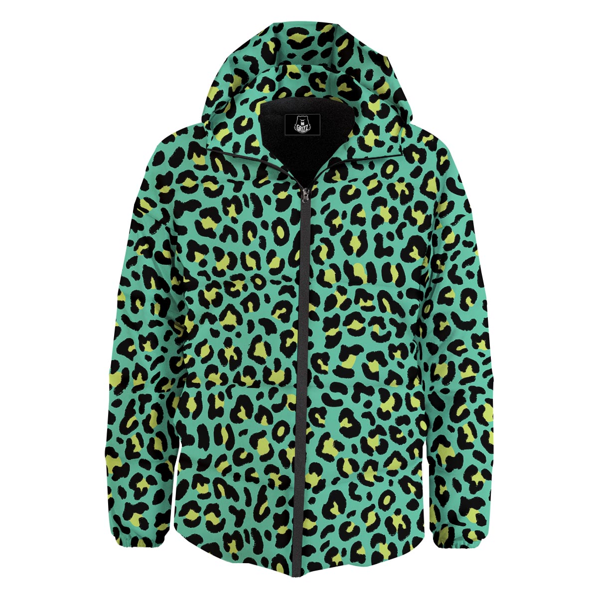 Leopard Yellow And Teal Print Pattern Down Jacket-grizzshop