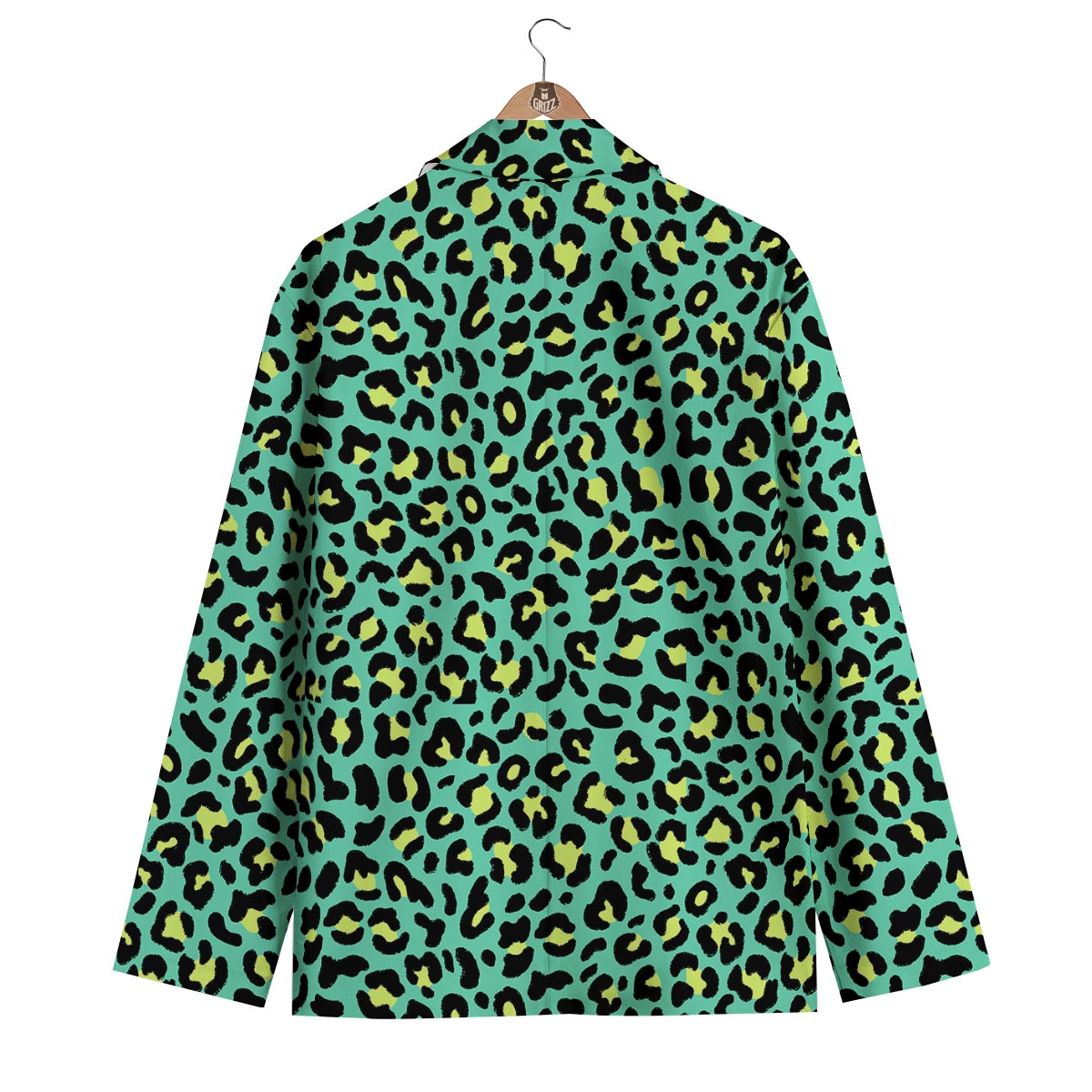 Leopard Yellow And Teal Print Pattern Men's Blazer-grizzshop