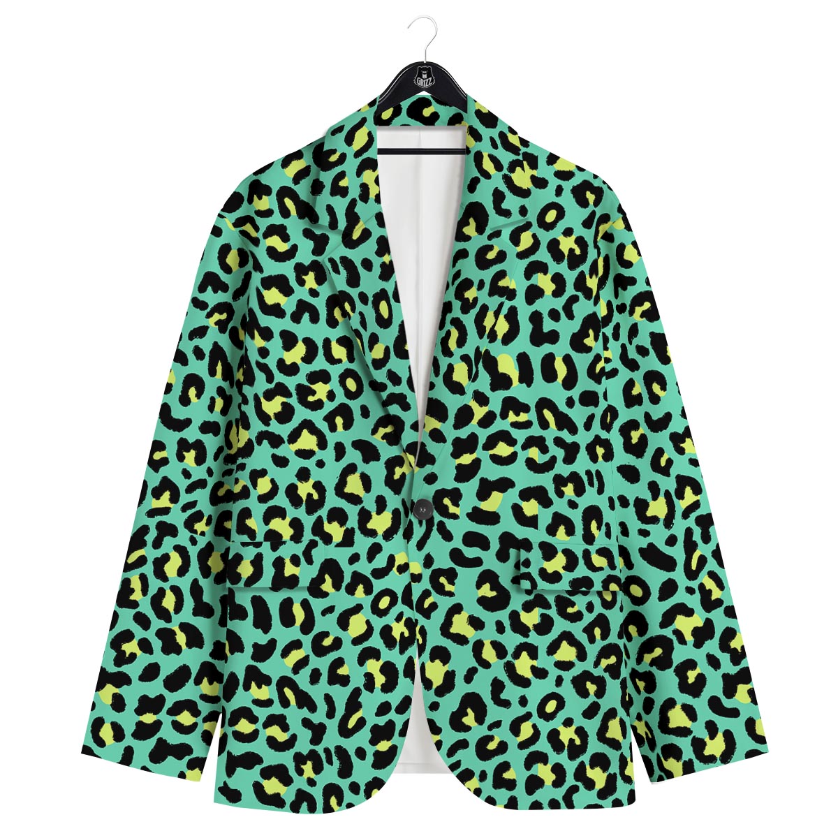 Leopard Yellow And Teal Print Pattern Men's Sport Coat-grizzshop