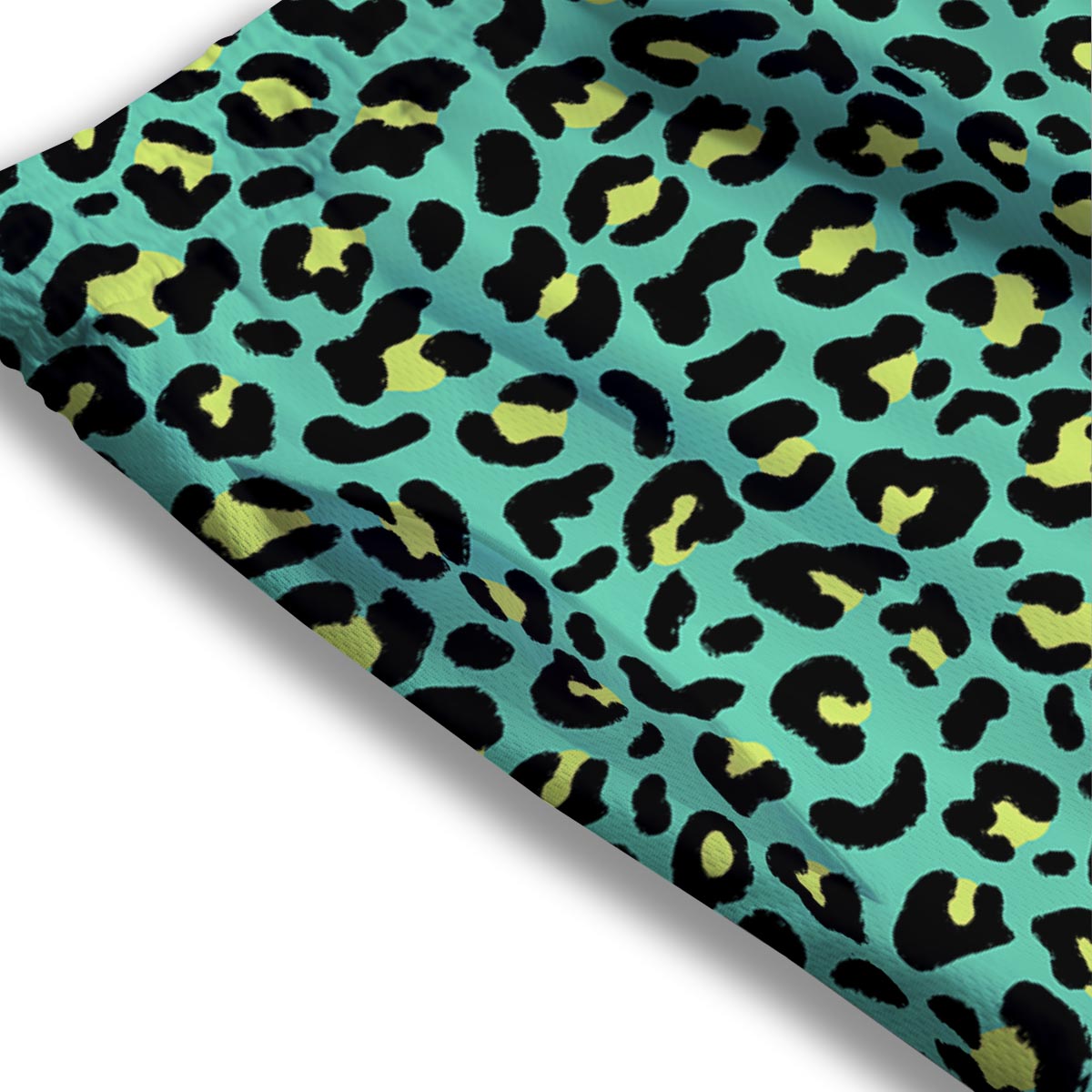 Leopard Yellow And Teal Print Pattern Mesh Shorts
