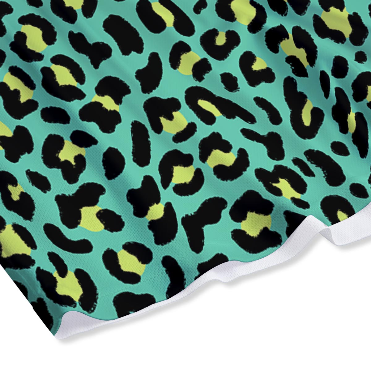 Leopard Yellow And Teal Print Pattern Mesh Shorts