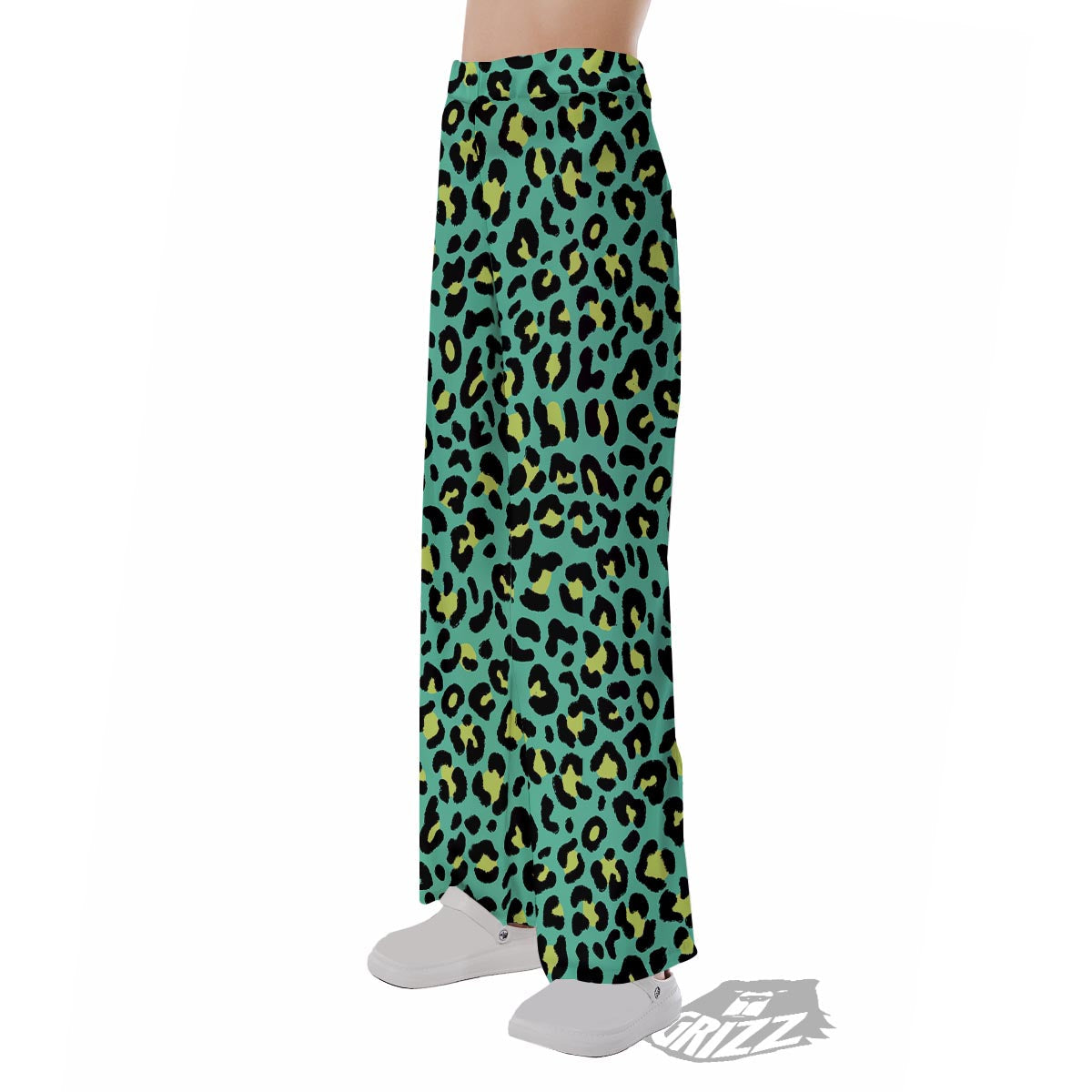 Leopard Yellow And Teal Print Pattern Pajama Pants-grizzshop