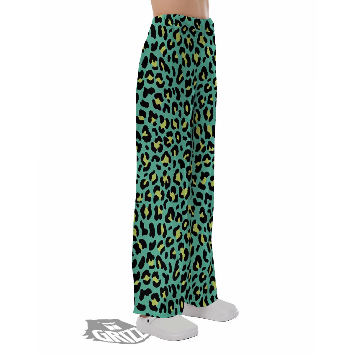 Leopard Yellow And Teal Print Pattern Pajama Pants-grizzshop