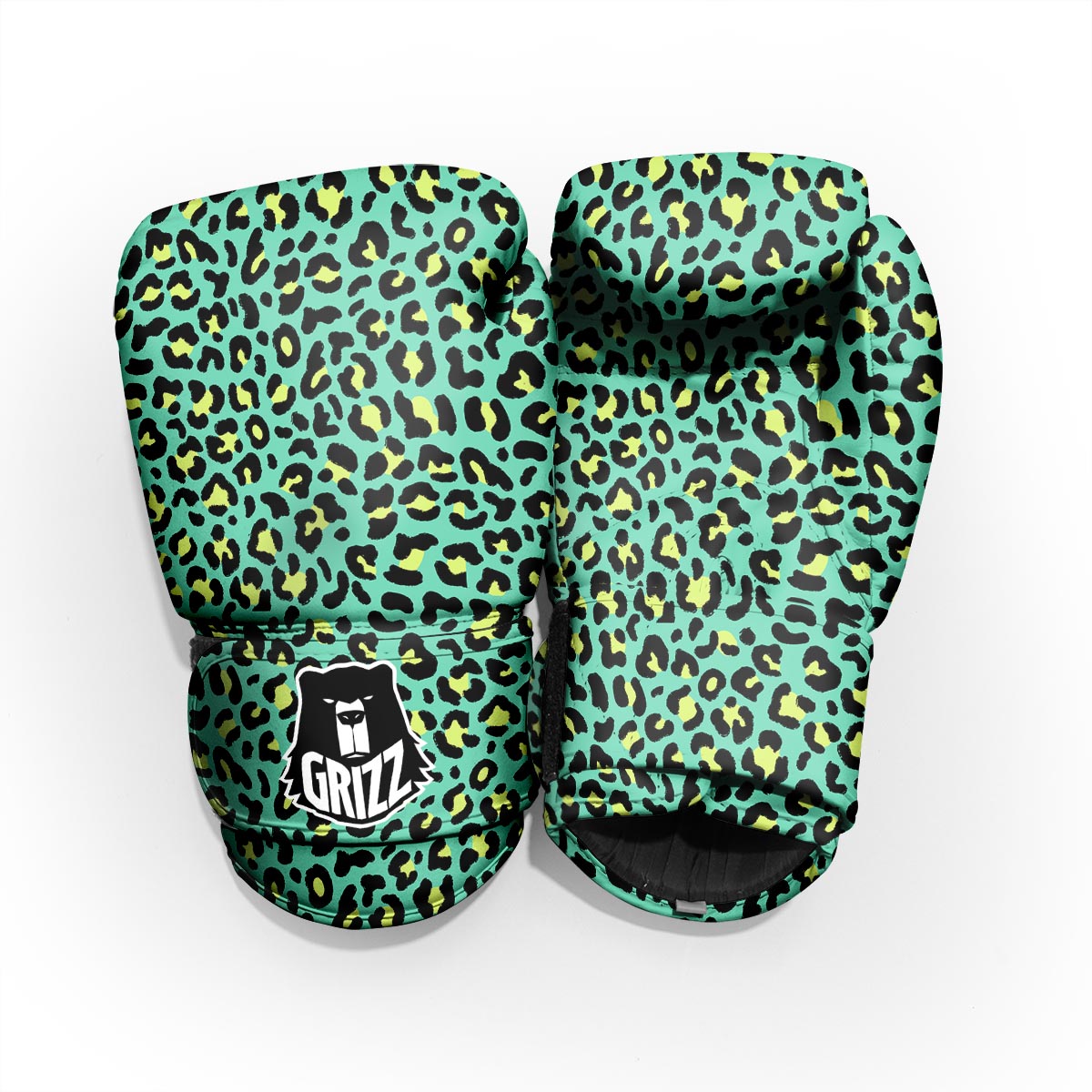Leopard Yellow And Teal Print Pattern Pro Boxing Glove