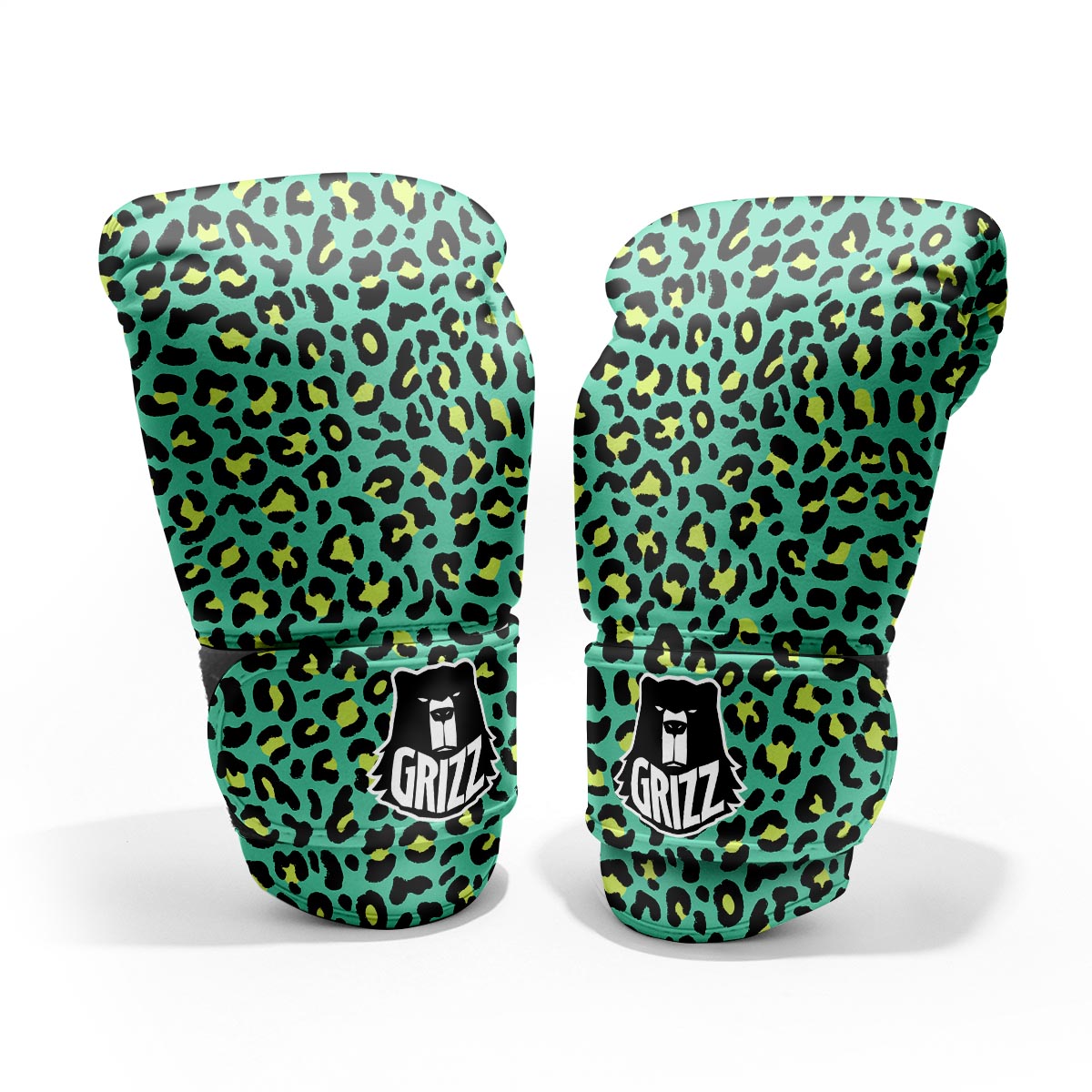 Leopard Yellow And Teal Print Pattern Pro Boxing Glove