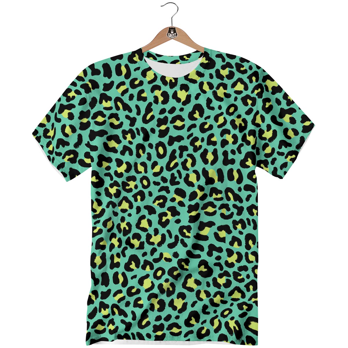 Leopard Yellow And Teal Print Pattern T-Shirt-grizzshop