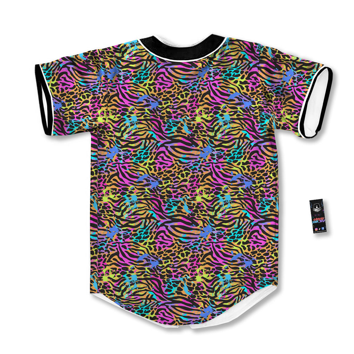 Leopard Zebra Colorful Print Pattern Baseball Jersey-grizzshop