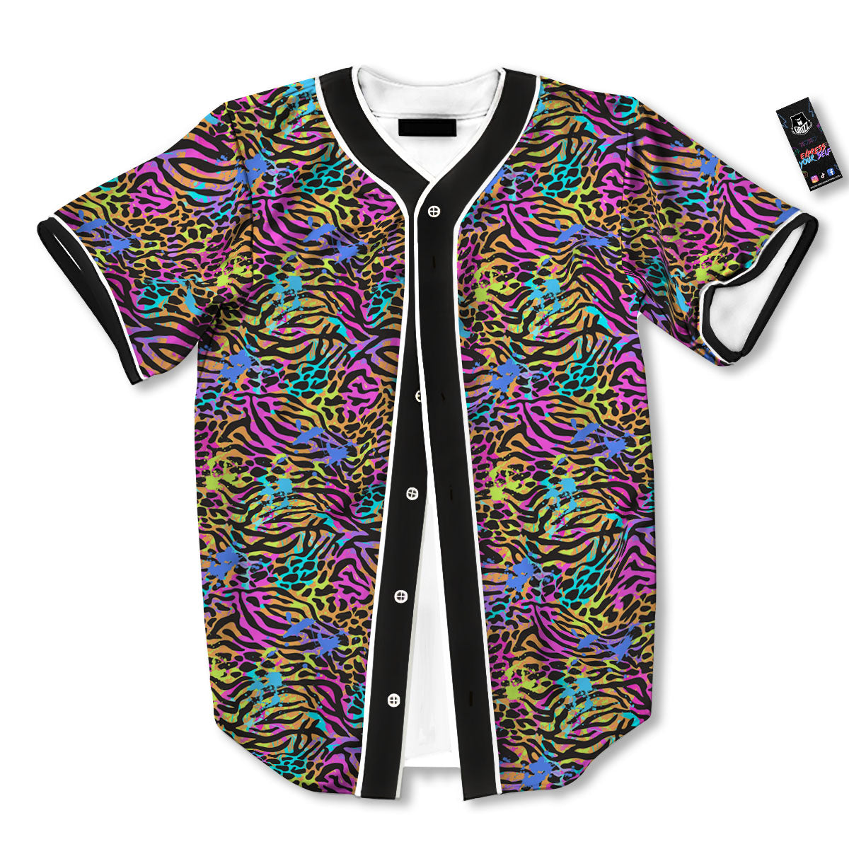 Leopard Zebra Colorful Print Pattern Baseball Jersey-grizzshop