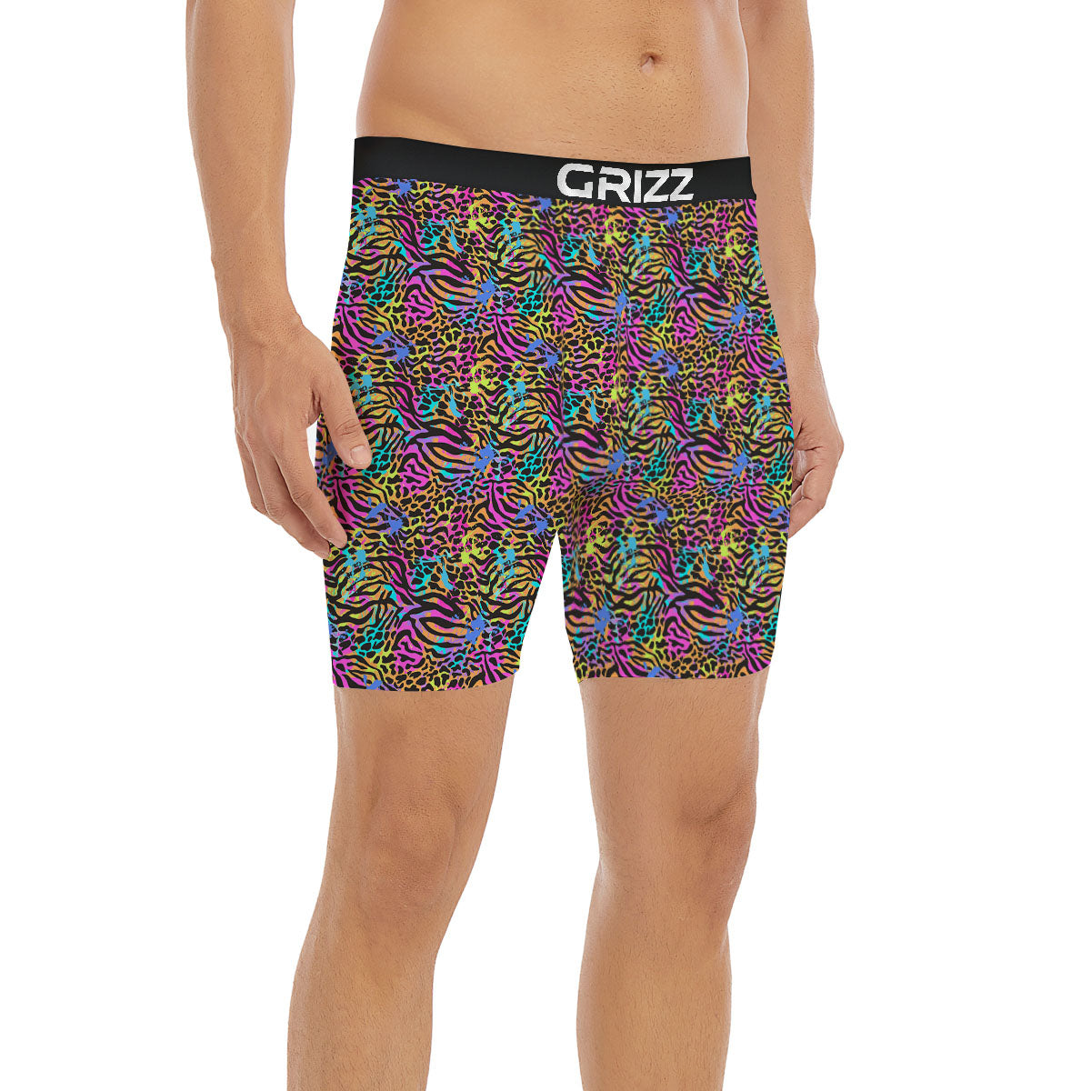 Leopard Zebra Colorful Print Pattern Boxer Briefs-grizzshop