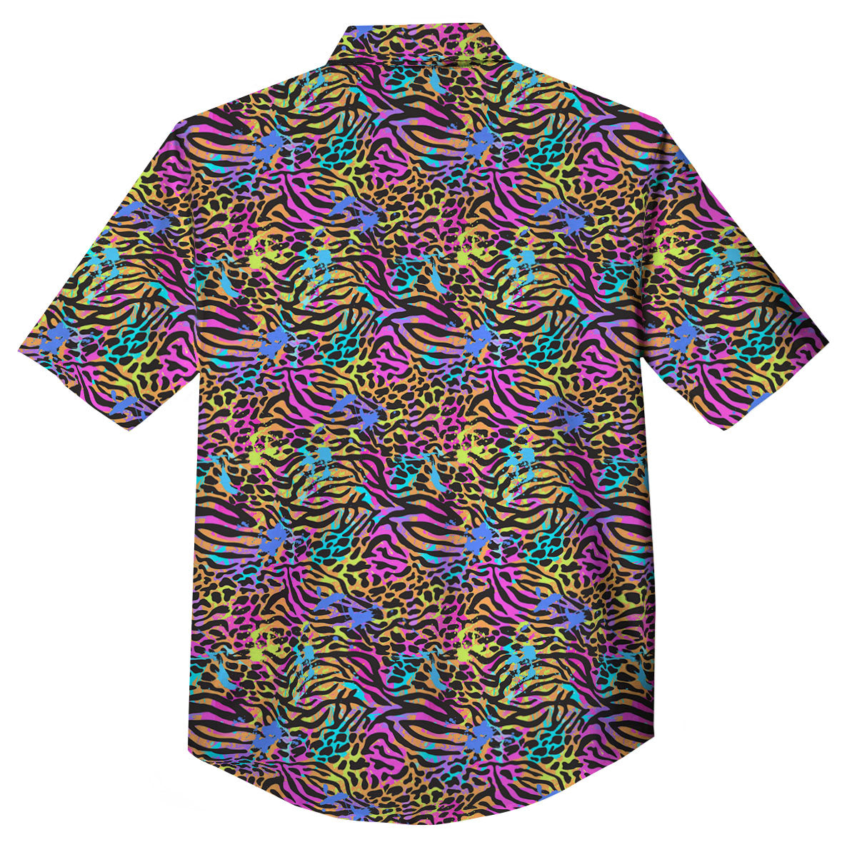 Leopard Zebra Colorful Print Pattern Button Up Shirt-grizzshop