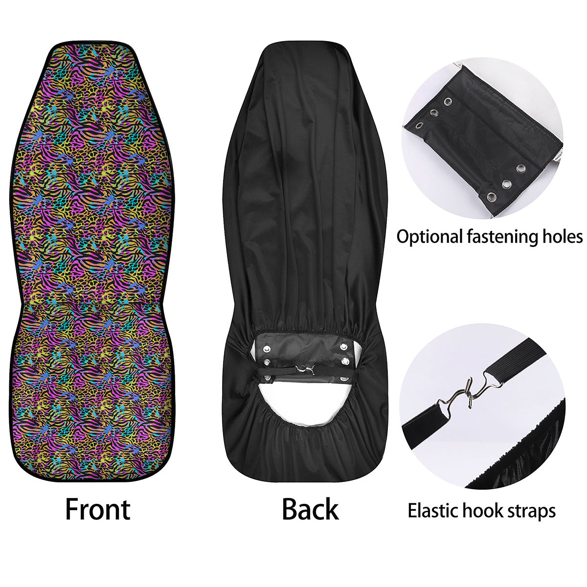 Leopard Zebra Colorful Print Pattern Car Seat Covers-grizzshop