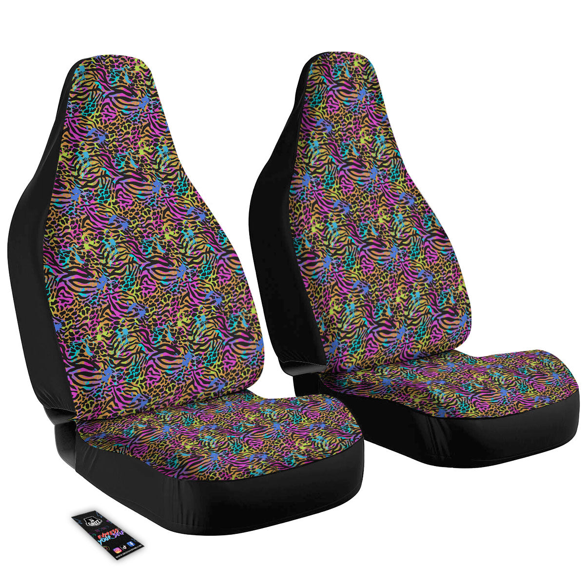 Leopard Zebra Colorful Print Pattern Car Seat Covers-grizzshop