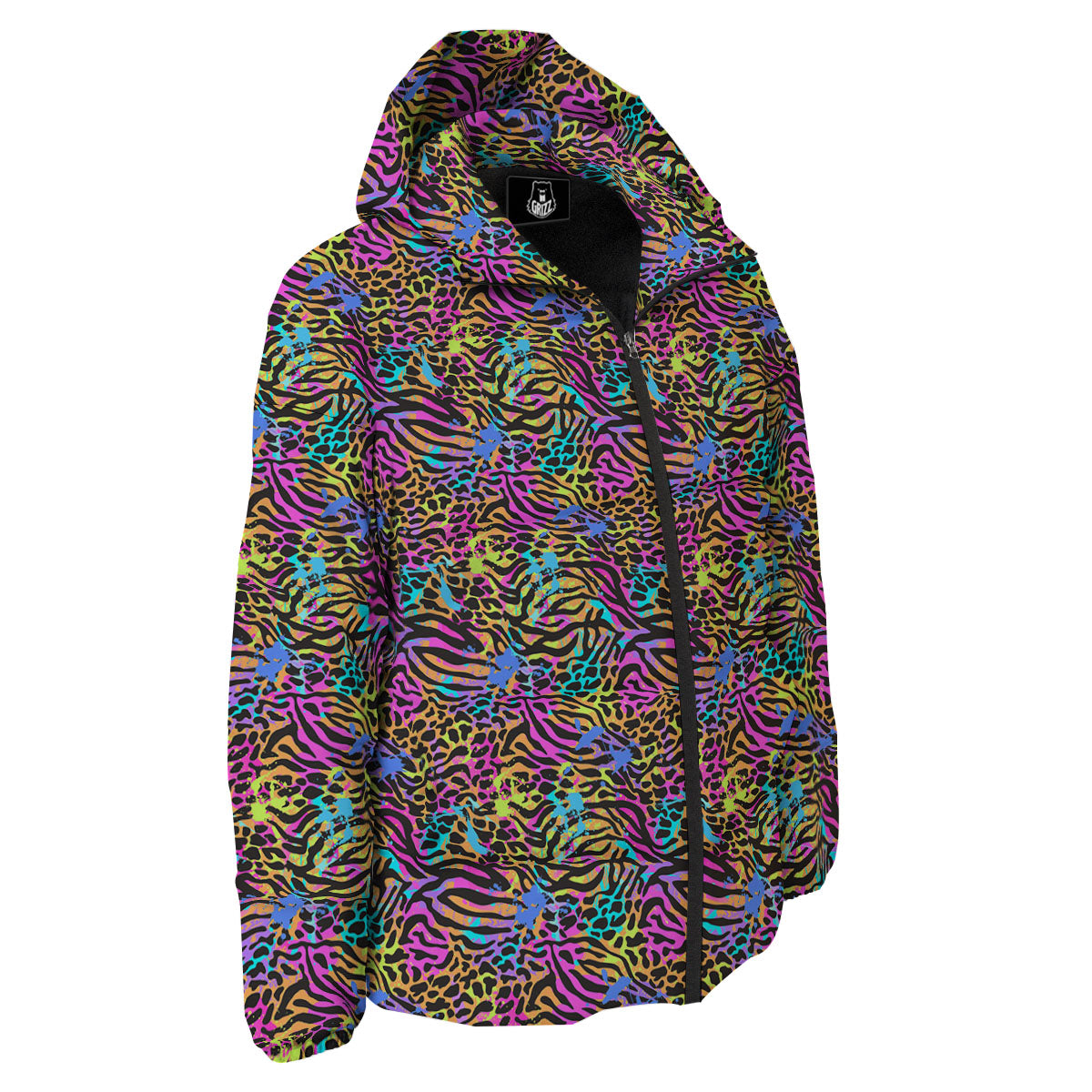 Leopard Zebra Colorful Print Pattern Down Jacket-grizzshop