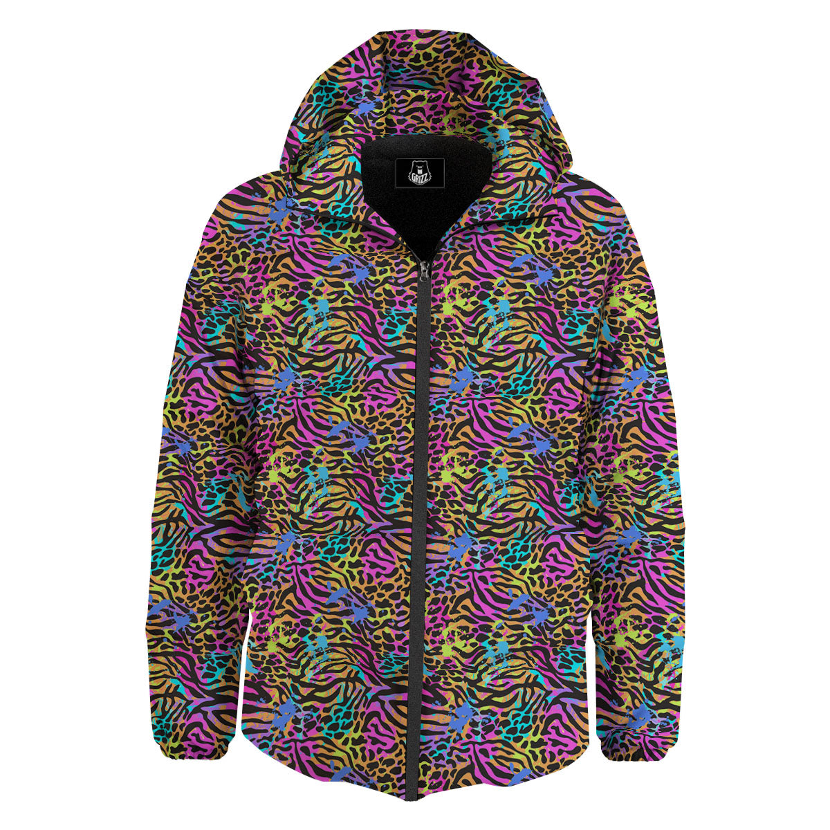 Leopard Zebra Colorful Print Pattern Down Jacket-grizzshop