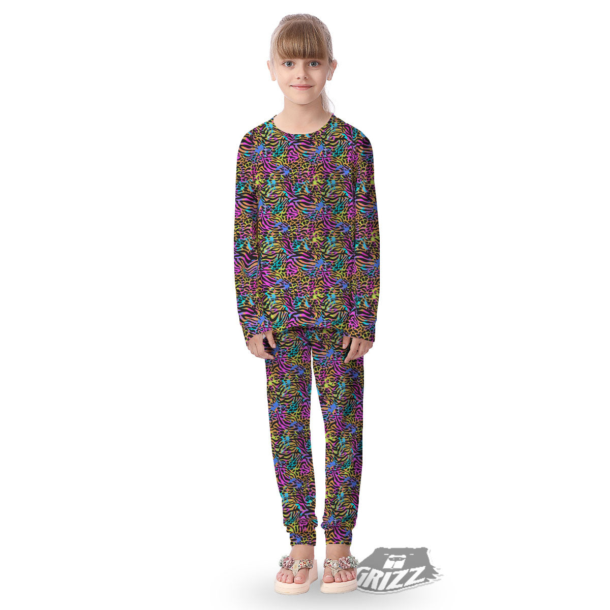 Leopard Zebra Colorful Print Pattern Kid's Pajamas-grizzshop
