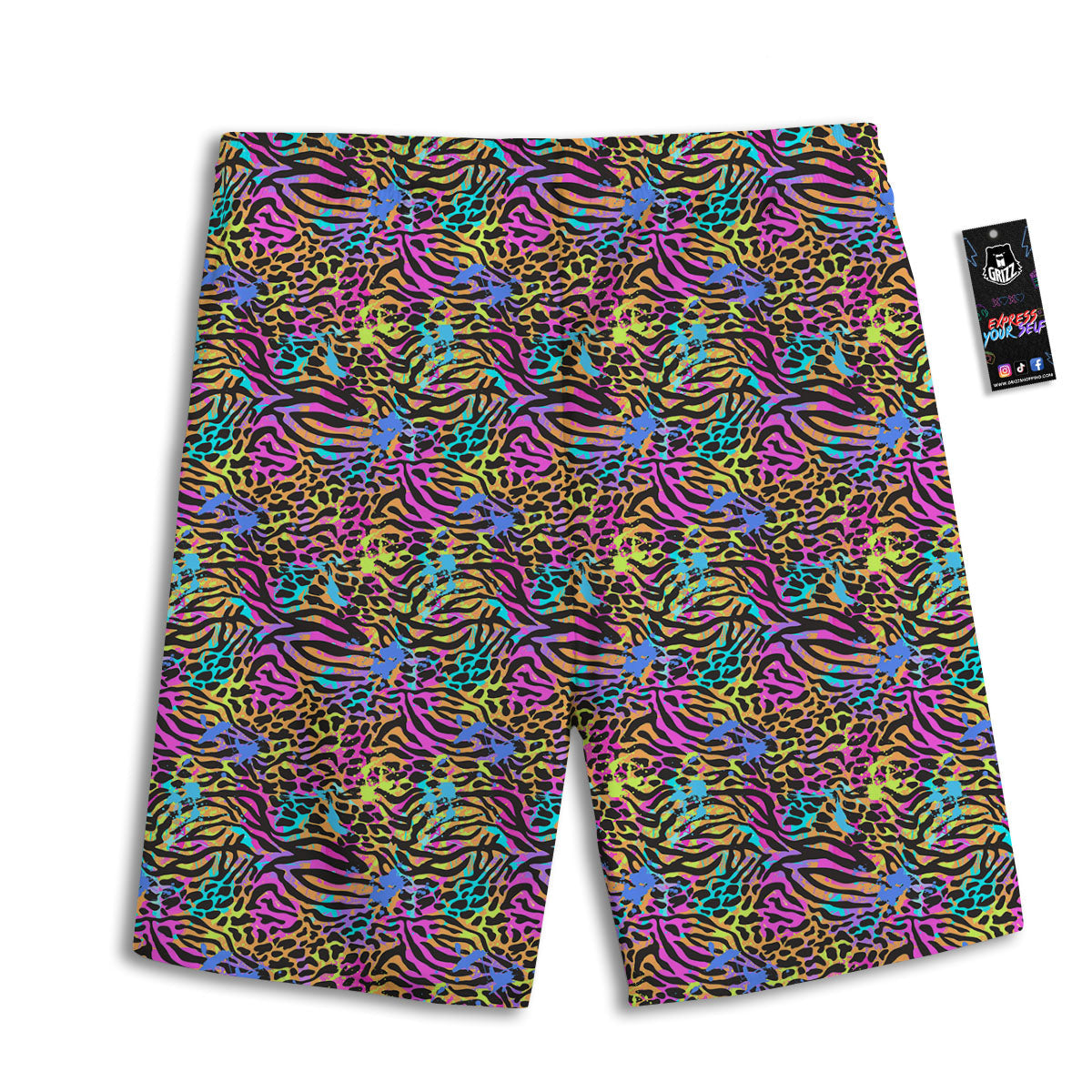 Leopard Zebra Colorful Print Pattern Men's Athletic Shorts