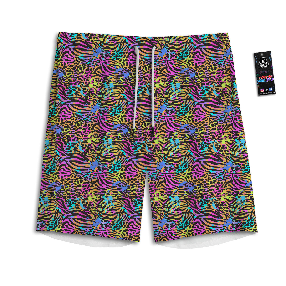 Leopard Zebra Colorful Print Pattern Men's Athletic Shorts