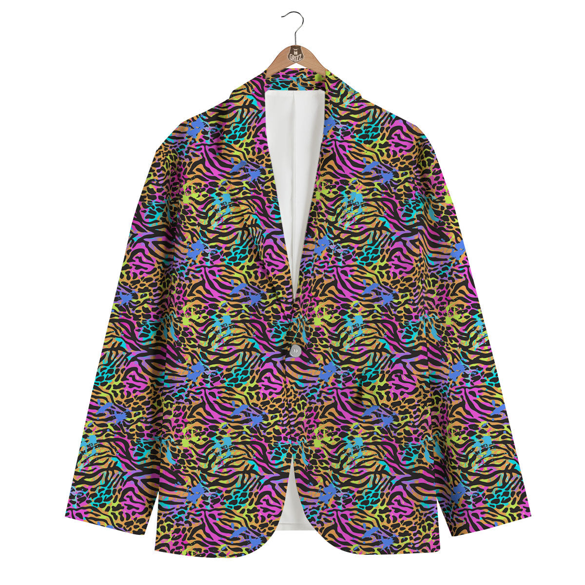 Leopard Zebra Colorful Print Pattern Men's Blazer-grizzshop