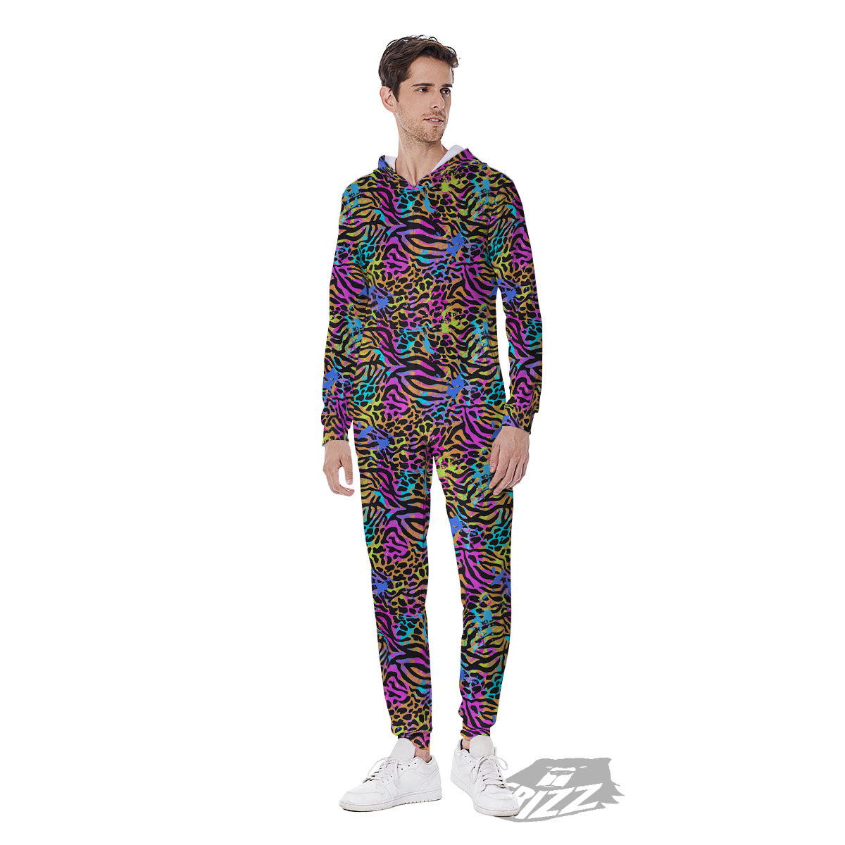 Leopard Zebra Colorful Print Pattern Men's Jumpsuit-grizzshop