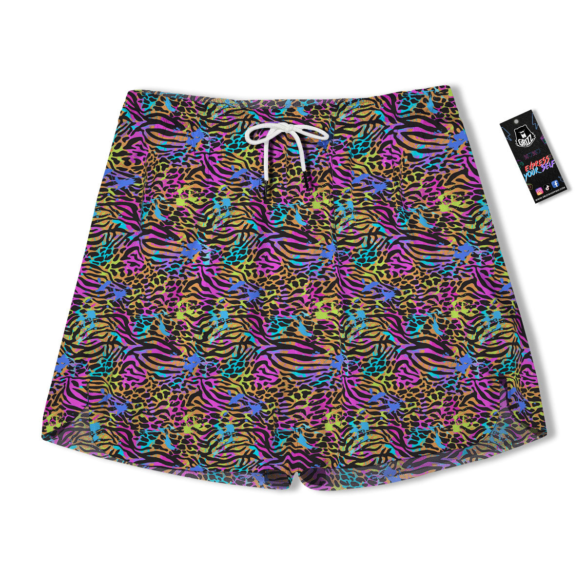 Leopard Zebra Colorful Print Pattern Men's Running Shorts-grizzshop