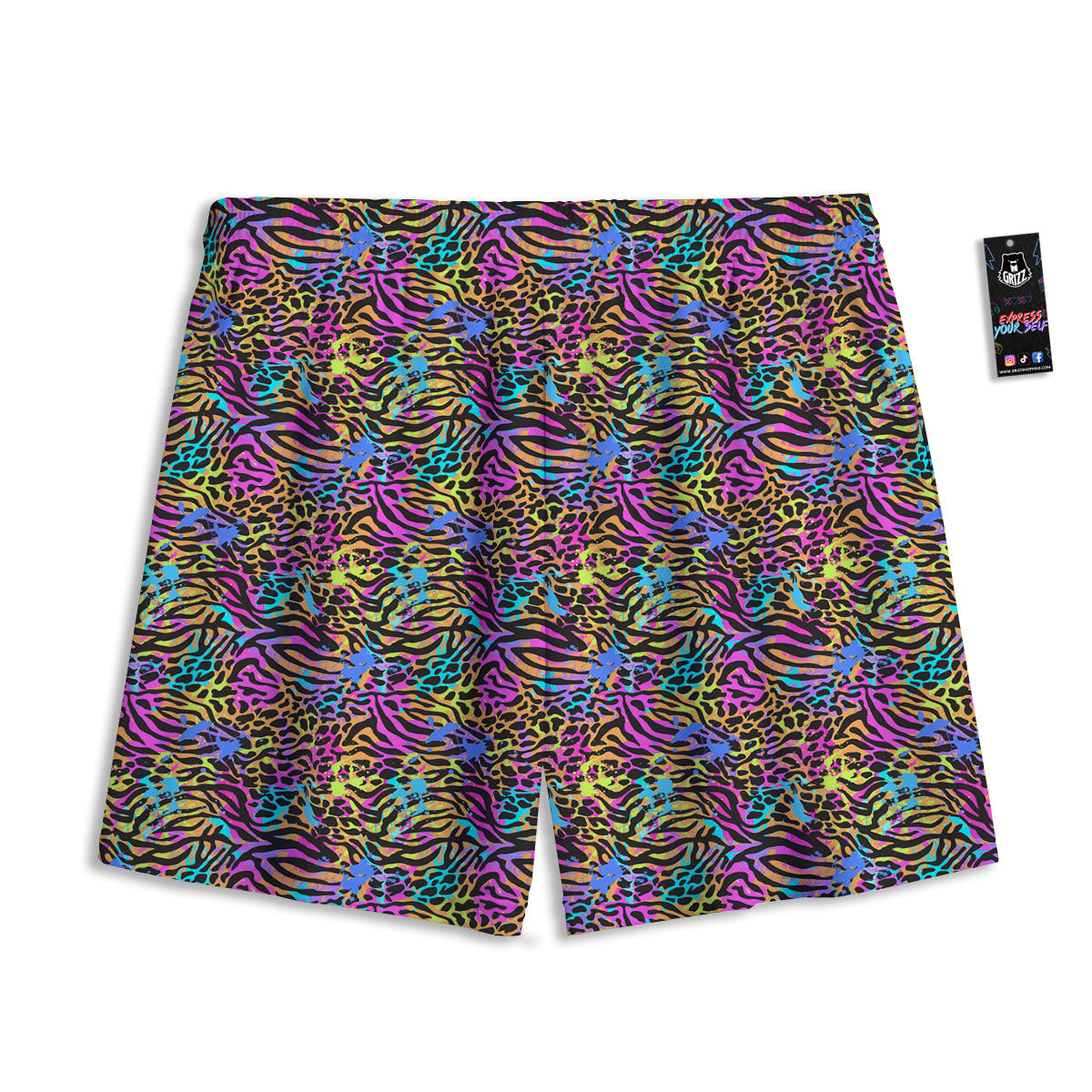 Japanese Bamboo Black And Gold Print Pattern Mesh Shorts