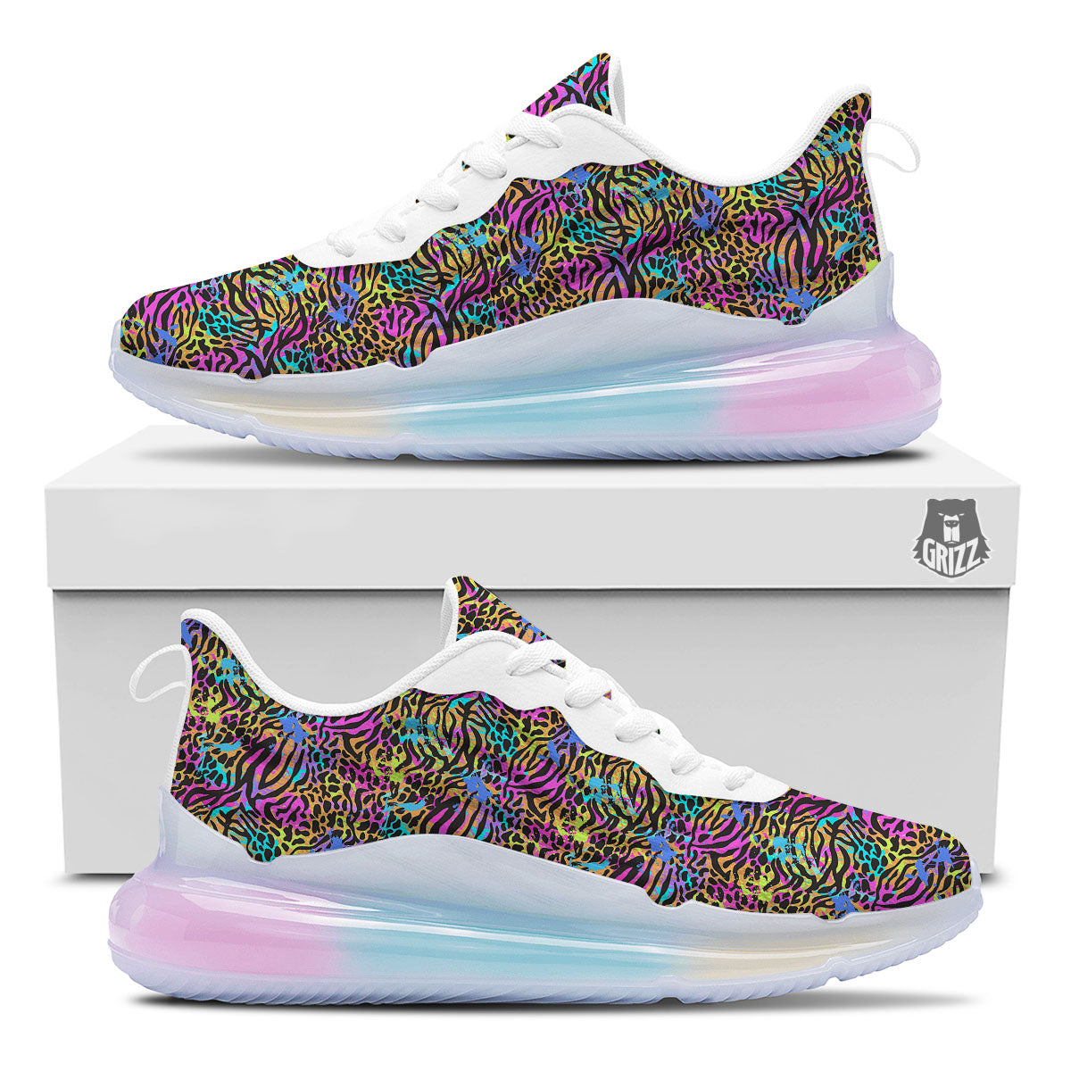 Leopard Zebra Colorful Print Pattern Running Sneakers-grizzshop