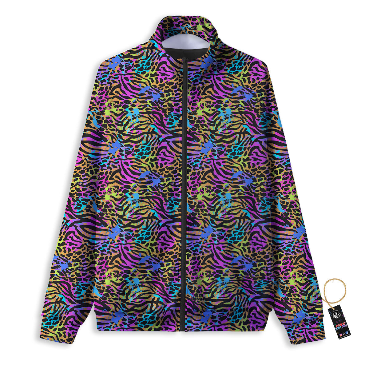 Leopard Zebra Colorful Print Pattern Track Jacket-grizzshop