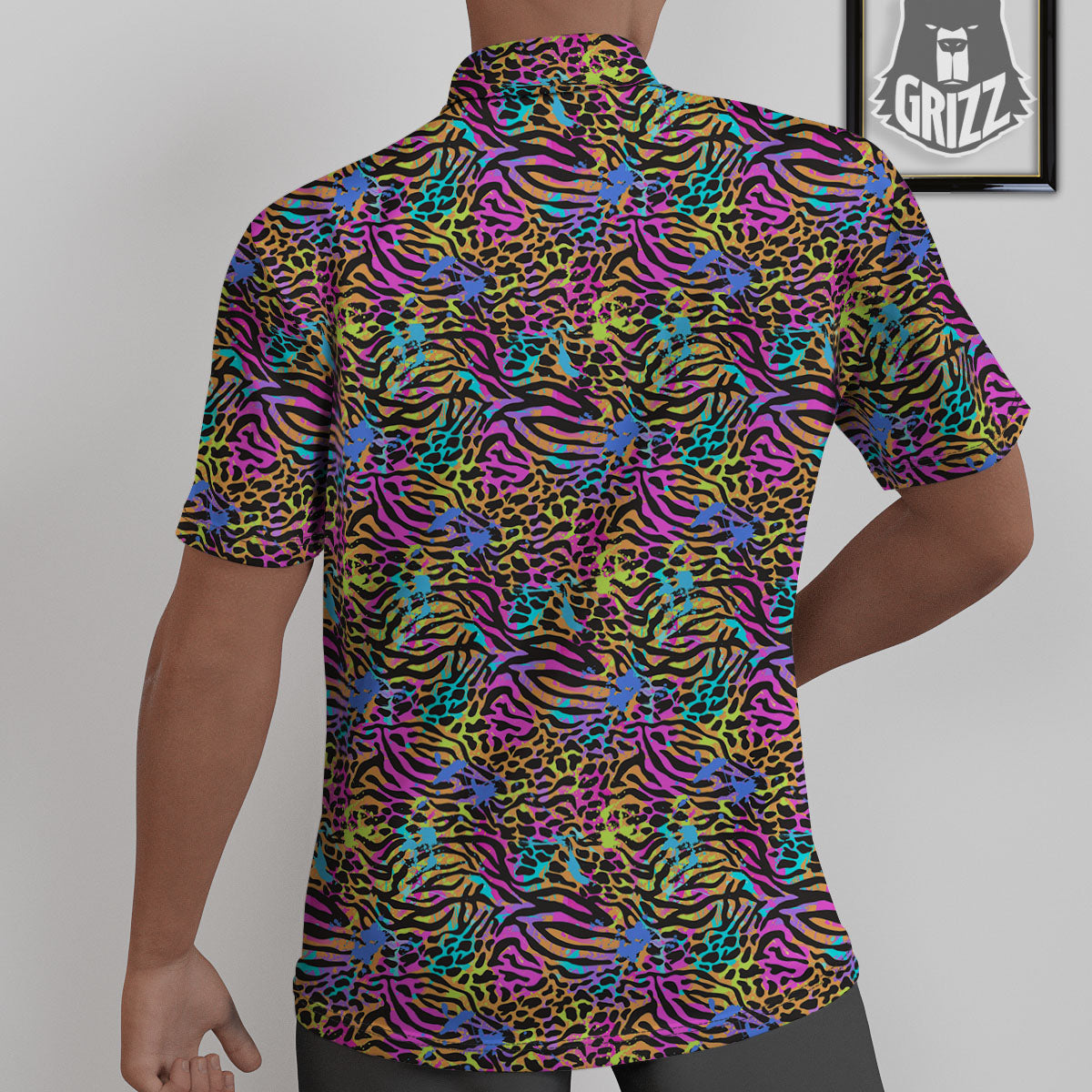 Leopard Zebra Colorful Print Pattern Untucked Shirts-grizzshop