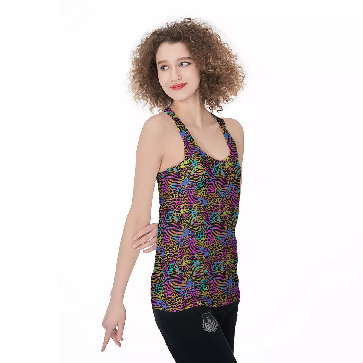 Leopard Zebra Colorful Print Pattern Women's Racerback Tank Top-grizzshop